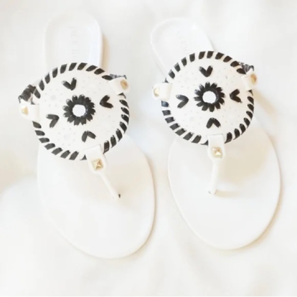 Georgica Jelly White and Black Sandals by Jack Rogers - NEW - 11